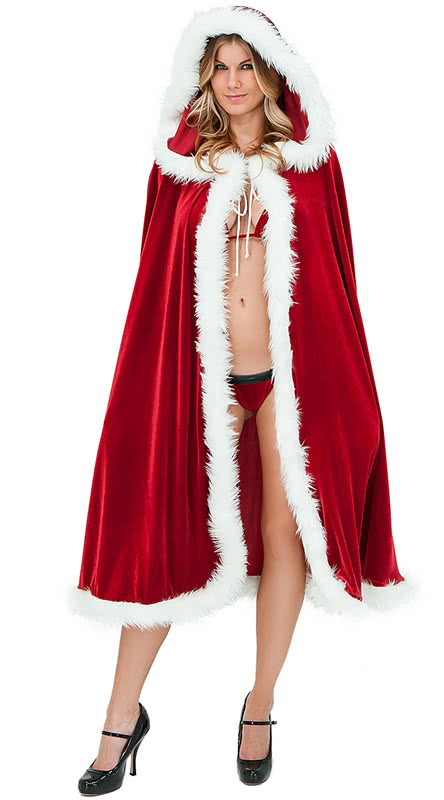 Big red cloak beautiful christmas costume wonderful cape long santa uniform