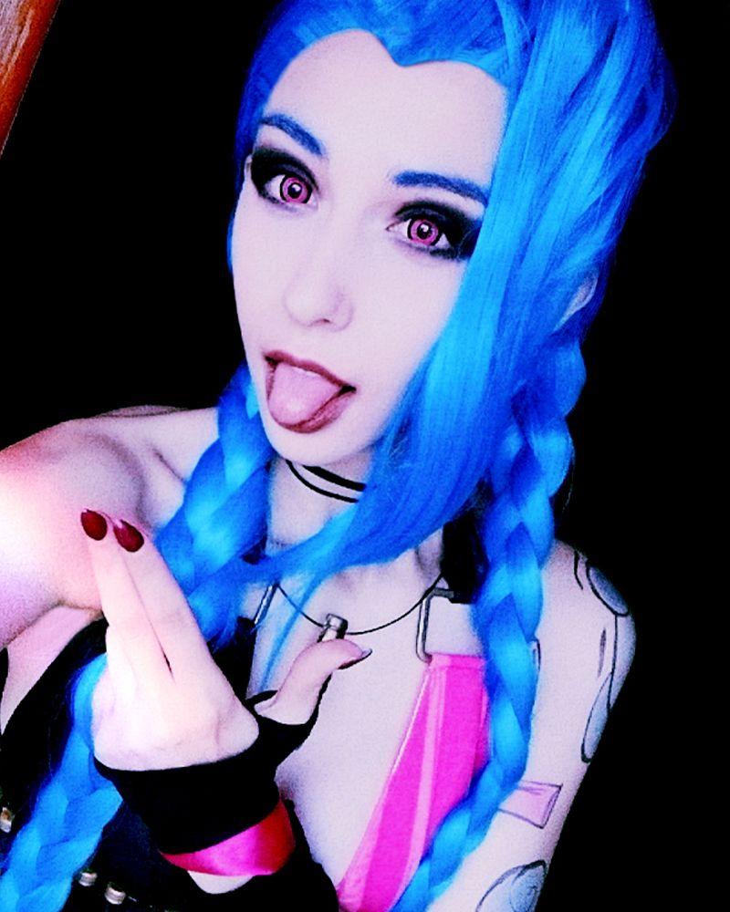 ¡¾In Stock¡¿130cm Anime LOL Arcane Jinx Blue Cosplay Wigs