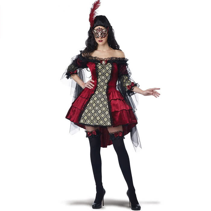 Hot popular Vampire Halloween costume lady dress with fancy Mask