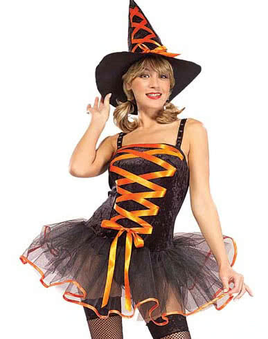 Womens Halloween witch cosplay costume two bright color rope bowknot