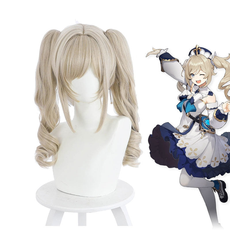 Genshin Impact Barbara Curly Blonde Ponytail Cosplay Wigs