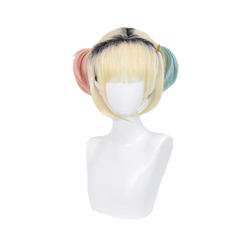 Birds of Prey Harley Quinn Short Mixed blonde Cosplay Wigs