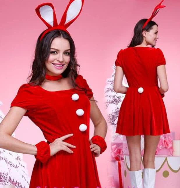 Christmas Santa Claus costume party dress with cute headwear