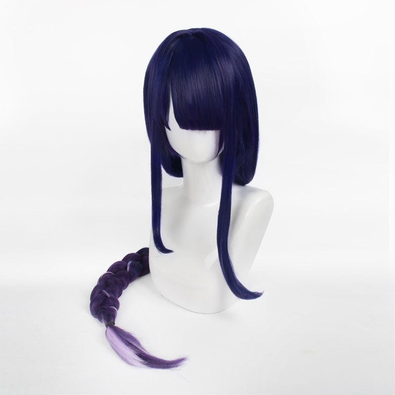 Genshin Impact Raiden Shogun Twist Braid Blue Gradient Purple Cosplay Wigs