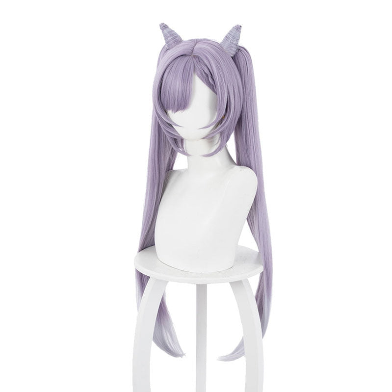 Genshin Impact Keqing Ponytails Mixed Purple Cosplay Wig with Ears
