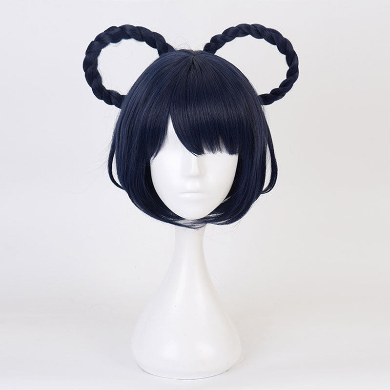 Genshin Impact Xiangling Navy Blue Cosplay Wigs
