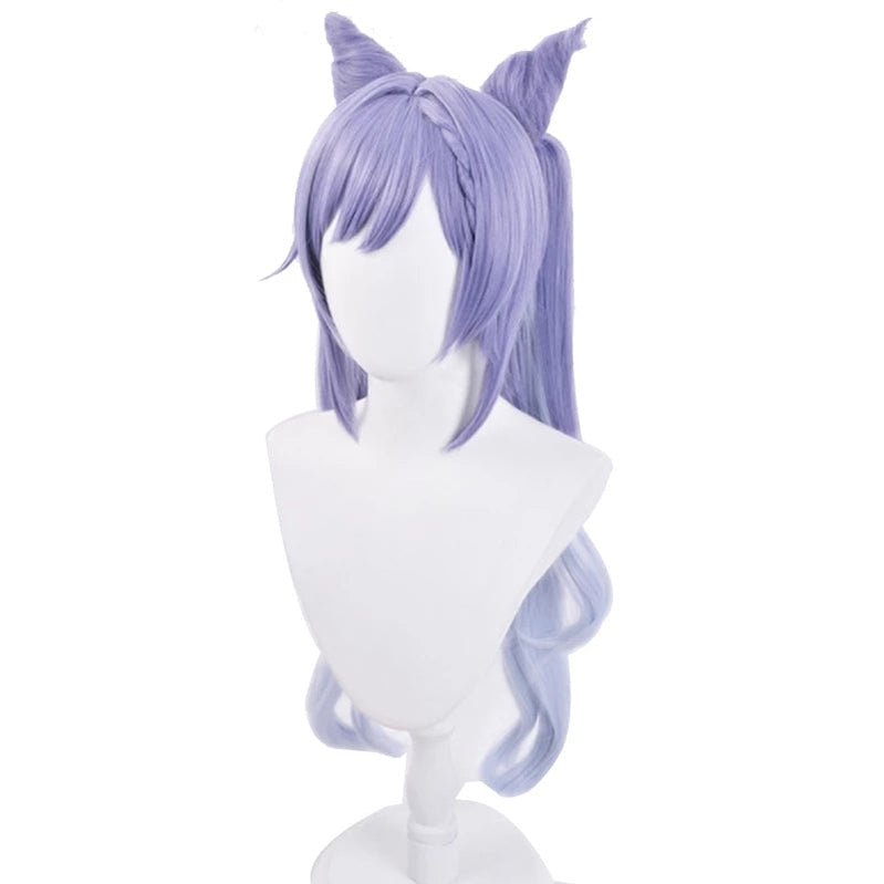 Genshin Impact Keqing Ponytails Mixed Purple Cosplay Wig with Ears
