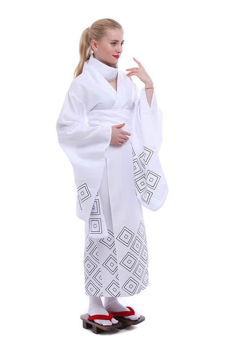 Nurarihyon no Mago Anime Cosplay Costumes White Printed Kimonos