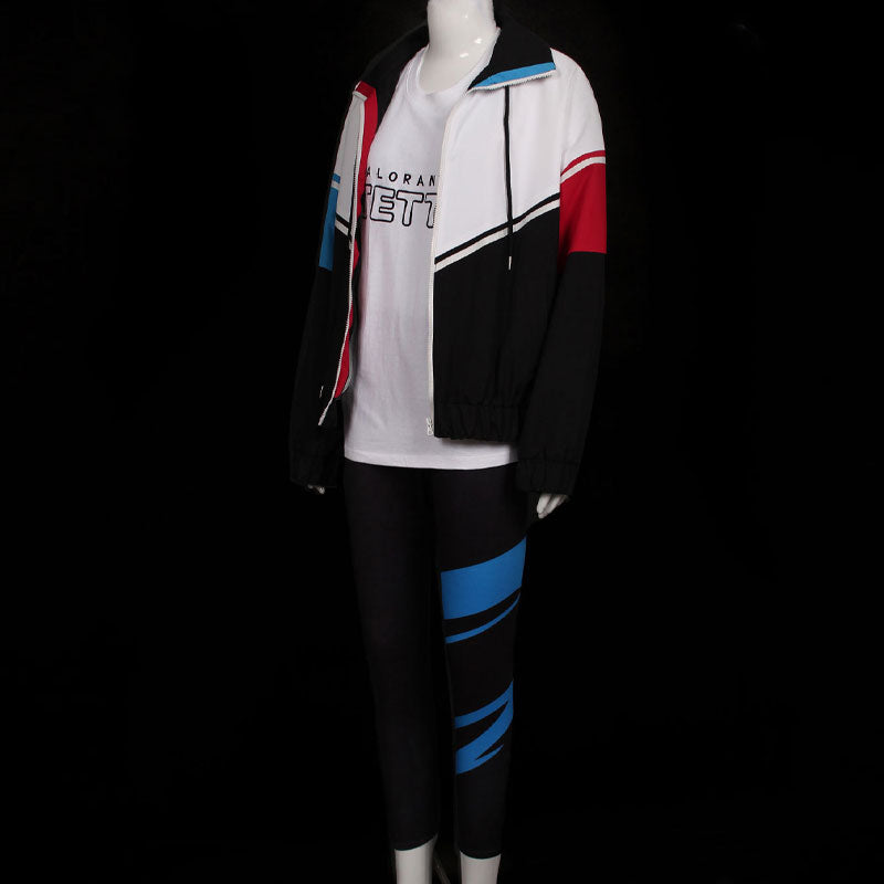 Game Valorant Jett White Black Coat Cosplay Costume