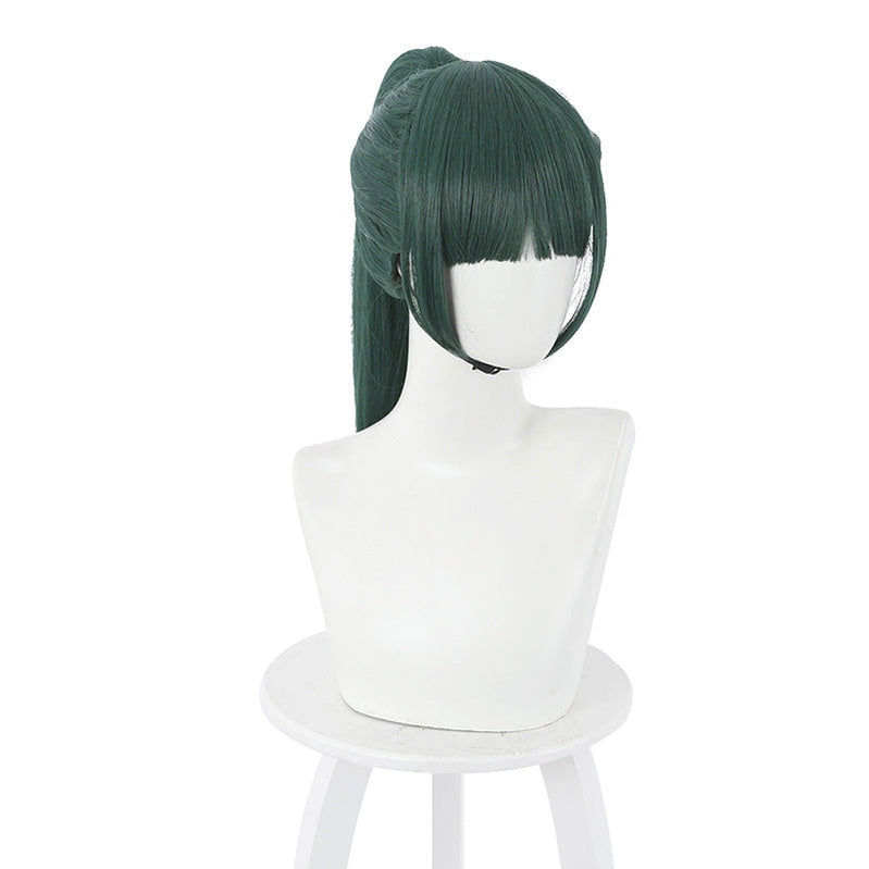 Jujutsu Kaisen Maki Zenin Long Dark Green Cosplay Wigs