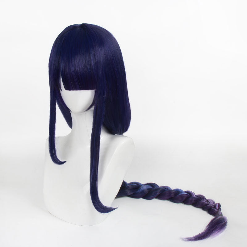 Genshin Impact Raiden Shogun Twist Braid Blue Gradient Purple Cosplay Wigs