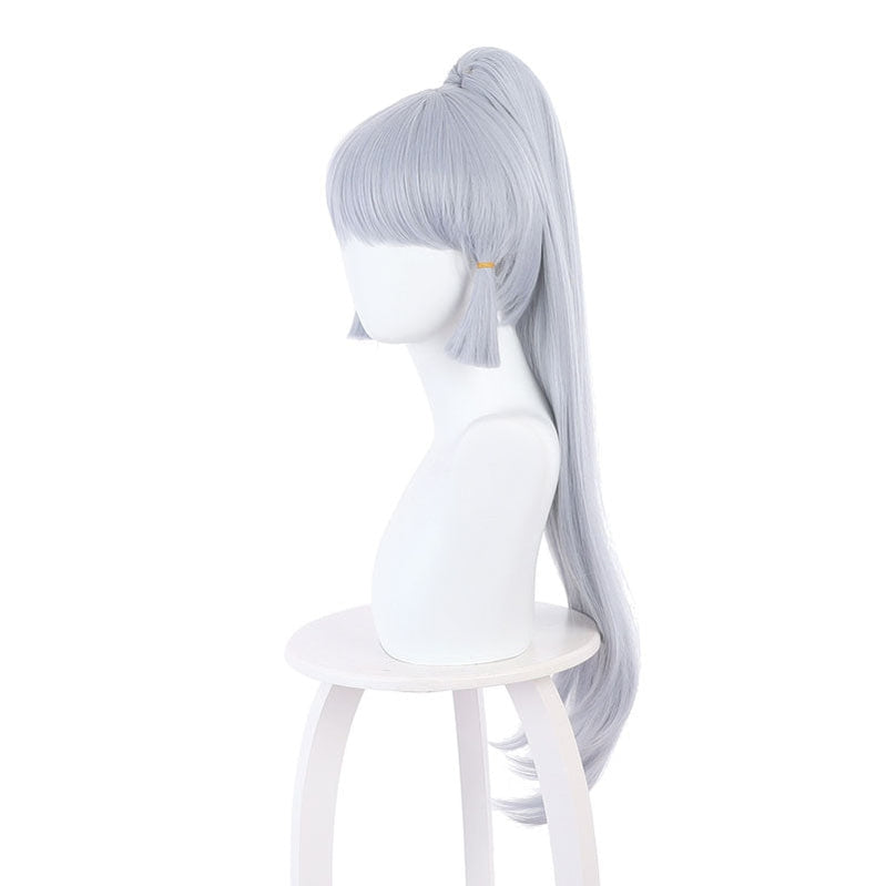 Genshin Impact Kamisato Ayaka Light Gray Blue Ponytail Cosplay Wigs