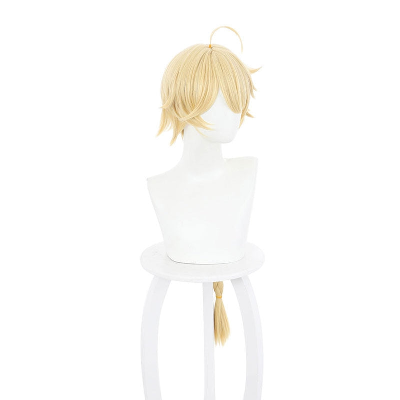 Genshin Impact Traveler Aether Blonde Ponytail Cosplay Wigs