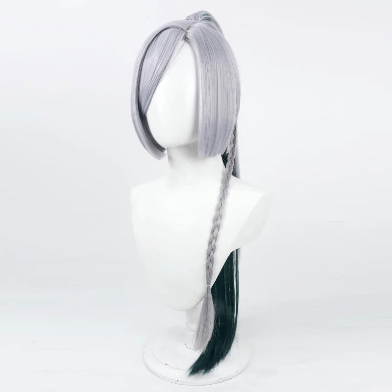 Genshin Impact Shenhe Grey Single Twist Braid Cosplay Wigs