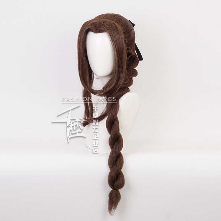 Final Fantasy VII Remake FF7 Aerith Gainsborough Long Brown Cosplay Wigs
