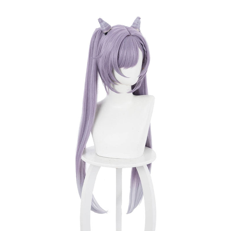 Genshin Impact Keqing Ponytails Mixed Purple Cosplay Wig with Ears