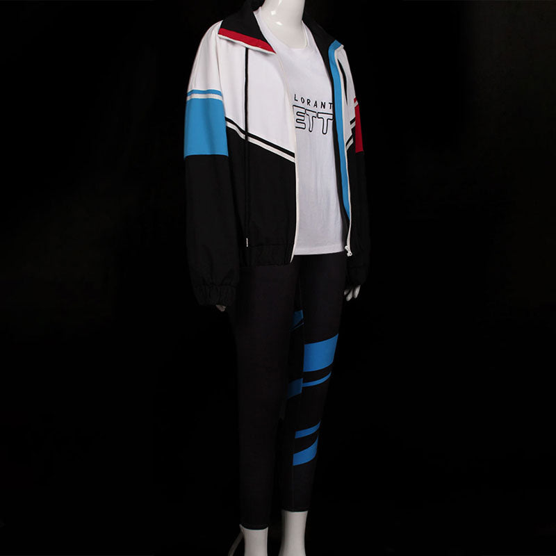 Game Valorant Jett White Black Coat Cosplay Costume
