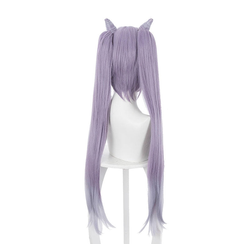 Genshin Impact Keqing Ponytails Mixed Purple Cosplay Wig with Ears