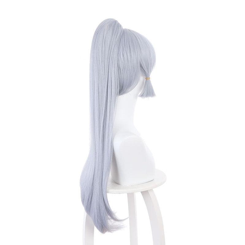 Genshin Impact Kamisato Ayaka Light Gray Blue Ponytail Cosplay Wigs