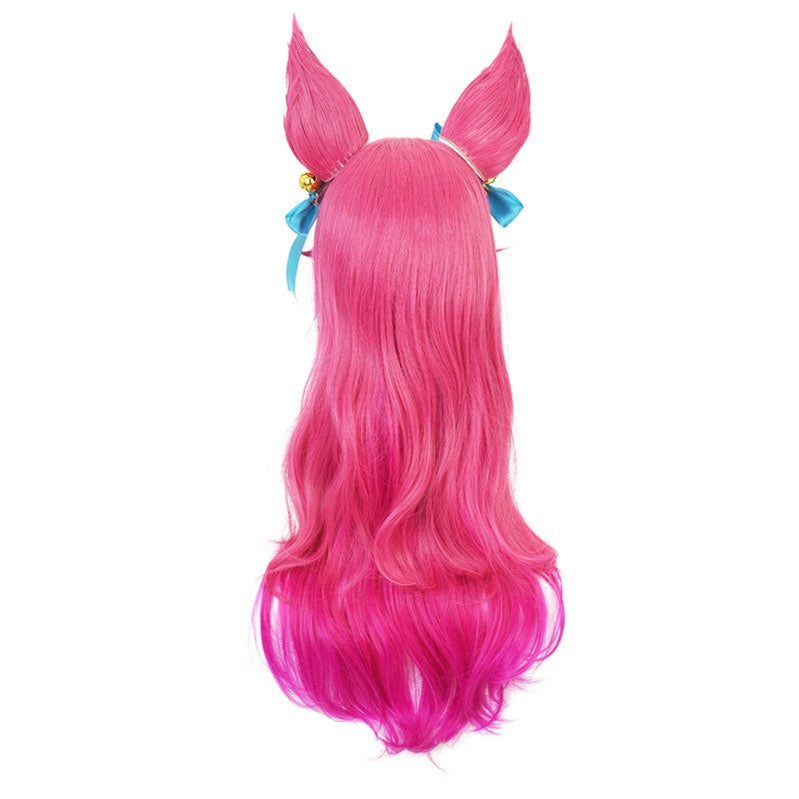 LOL Spirit Blossom Skin Ahri Htpink Cosplay Wigs with Headwear