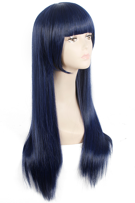 Bobo Bang Shione Togawa Long Straight Blue Black Female Cosplay Wig