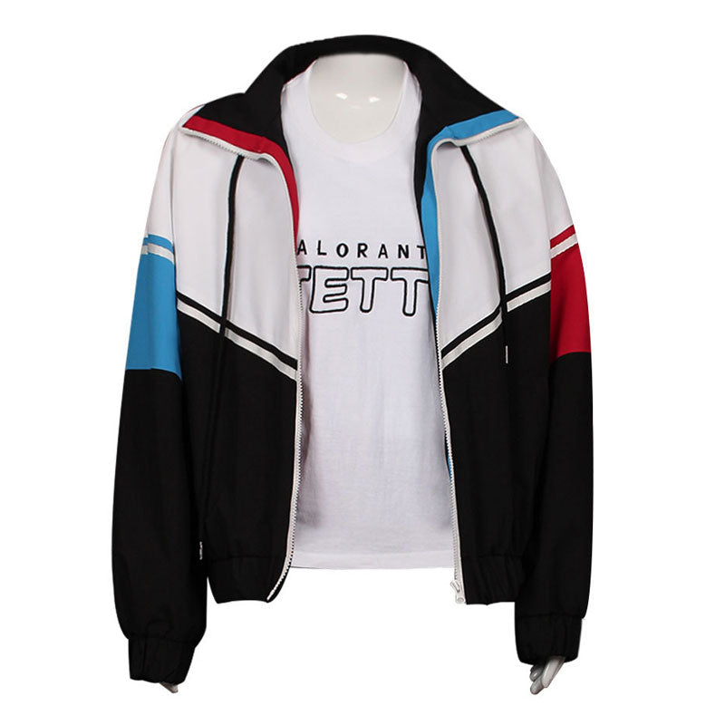 Game Valorant Jett White Black Coat Cosplay Costume