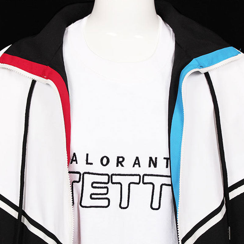 Game Valorant Jett White Black Coat Cosplay Costume
