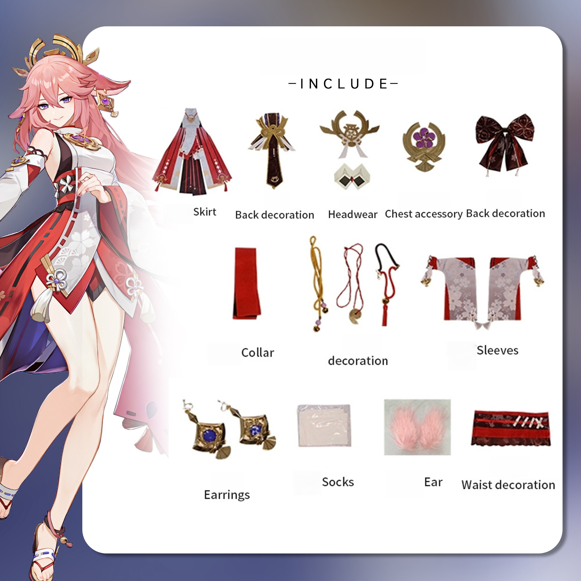 Genshin Impact Guuji Yae Miko Cosplay Costume