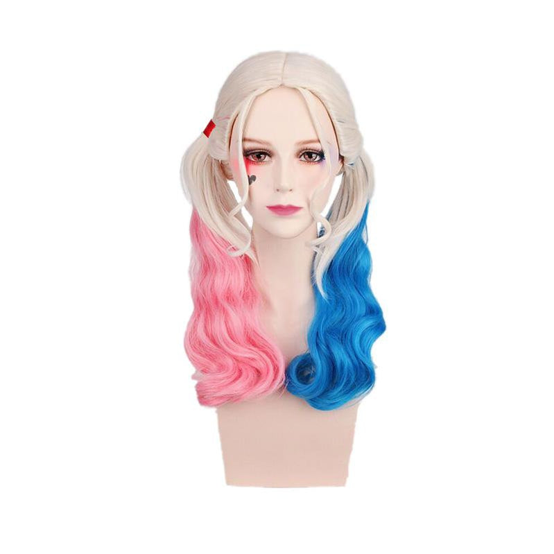 Suicide Squad Harley Quinn Long Pink and Blue Cosplay Wigs