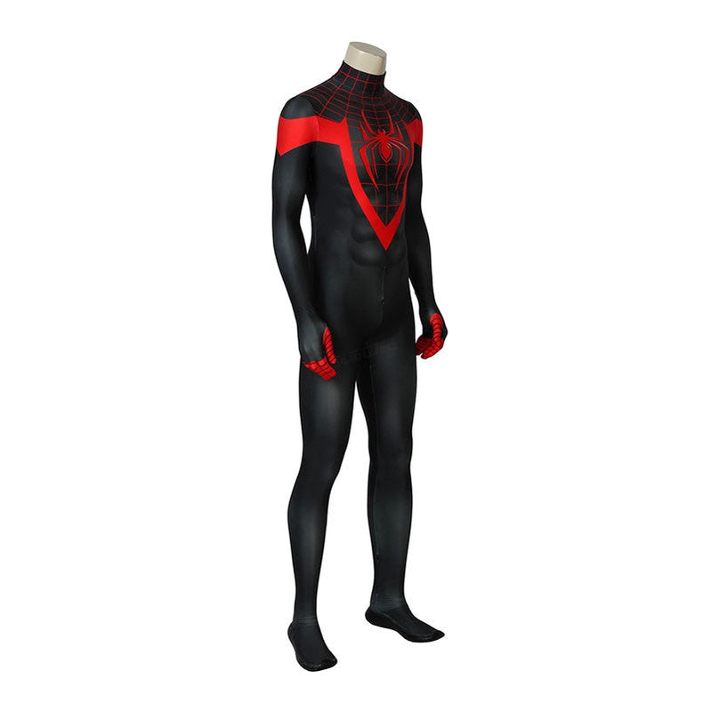 Spider-Man: Into the Spider-Verse Miles Morales Spiderman Elastic Force Jumpsuit Cosplay Costume with Free Headgear