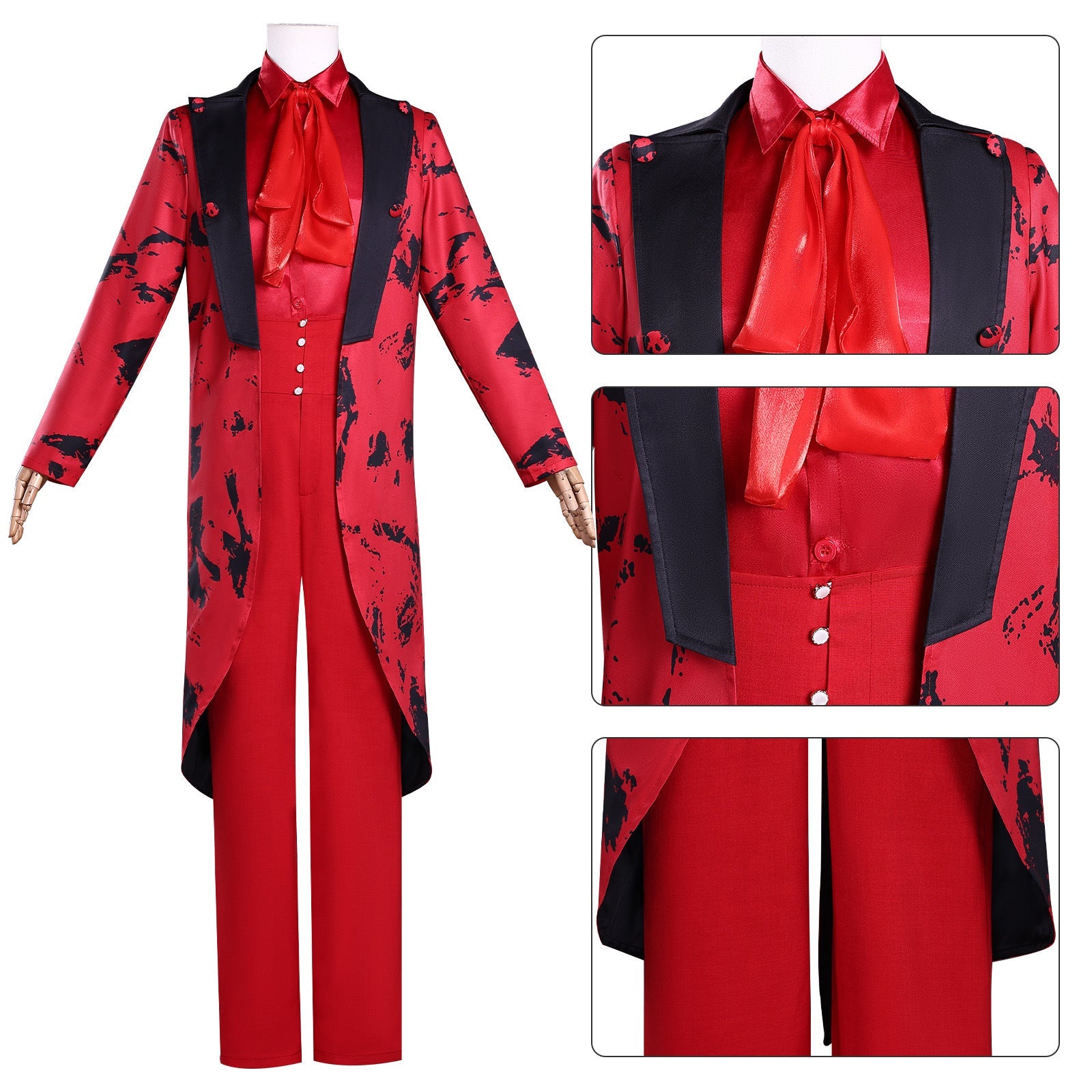 Wednesday 2 Addams Isaac Male Red Night Dress Cosplay Costumes