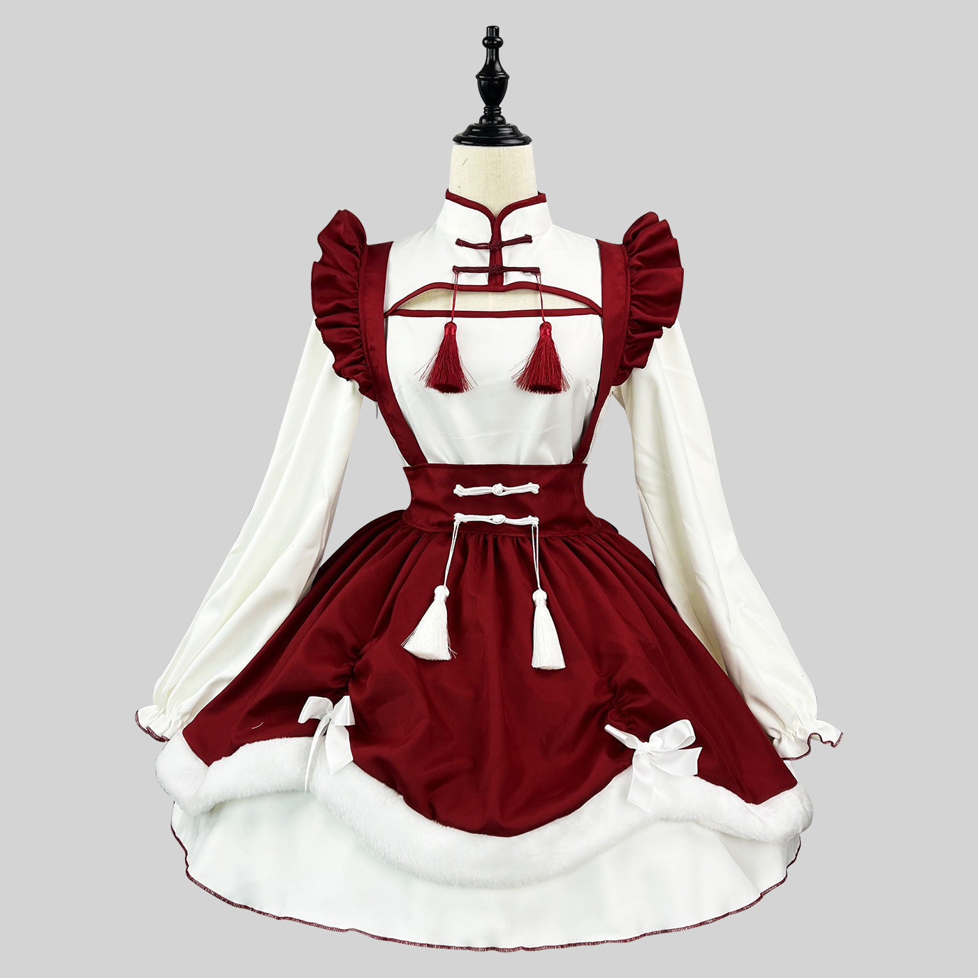 Chinese Cheongsam Collar New Year Maid Outfit Dress Cosplay Costume
