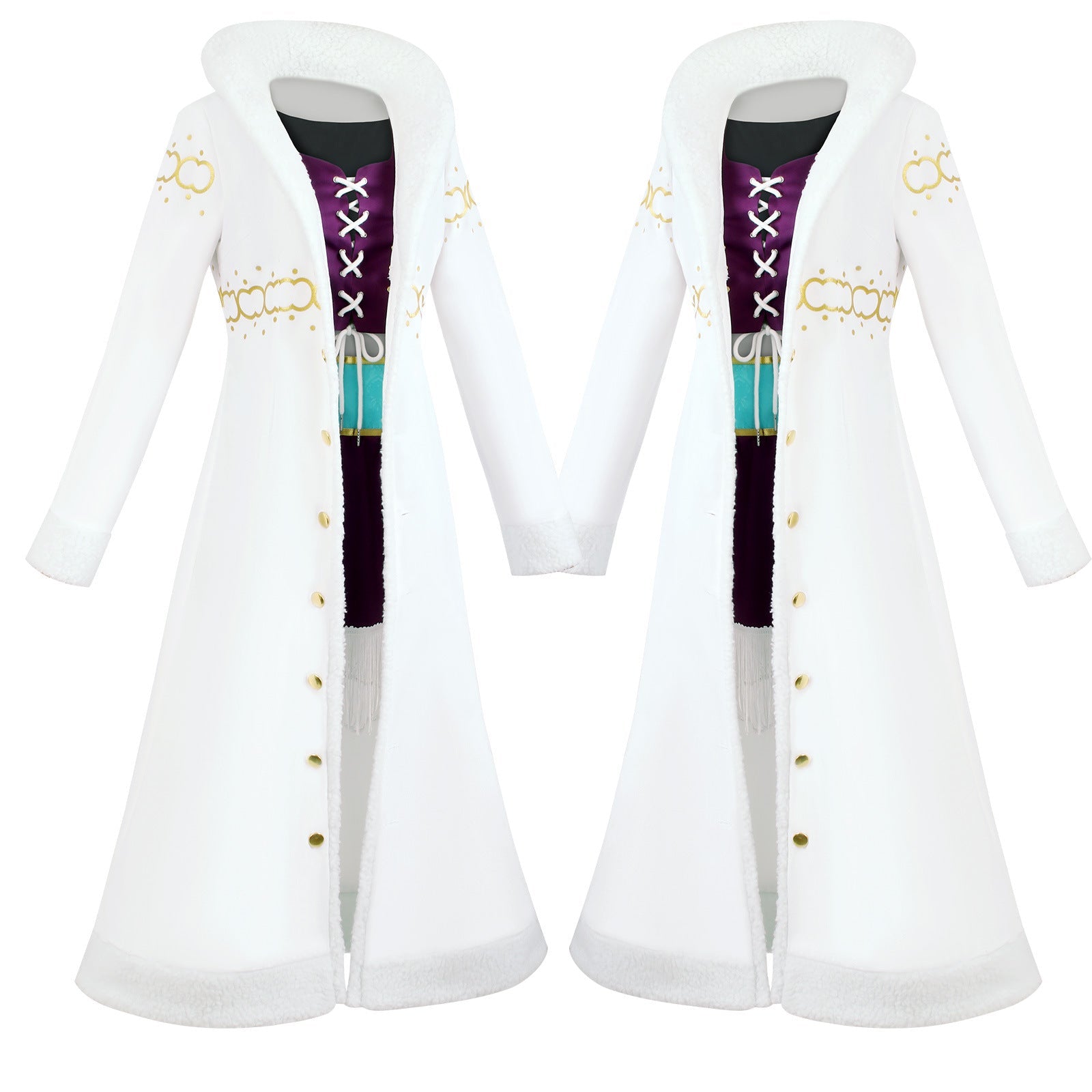 Anime Navigation Nico Robin Fur-collared Coat Cosplay Costumes
