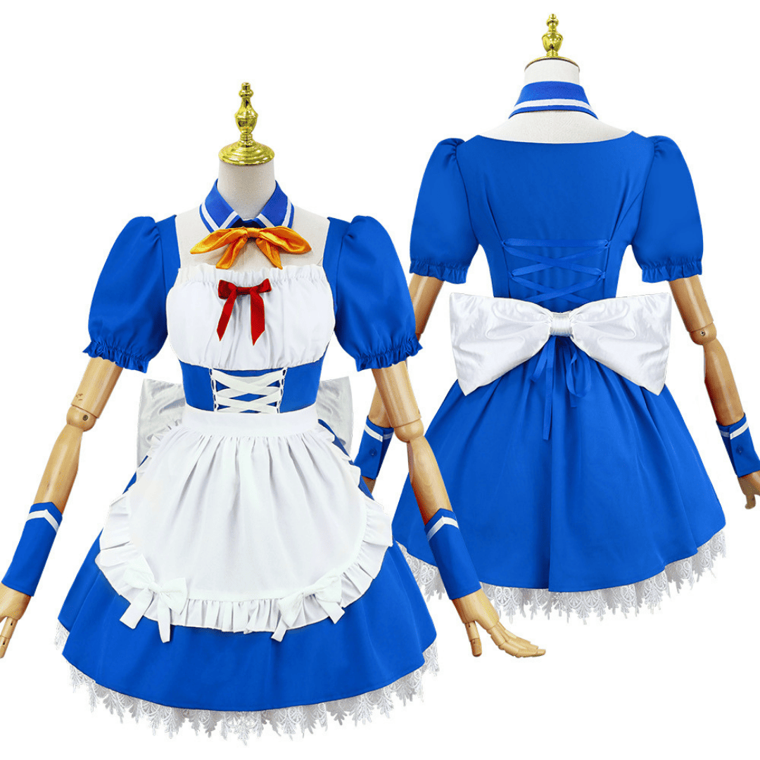 omgcos EVA Rei Maid Cosplay Costume Blue Maid Outfit