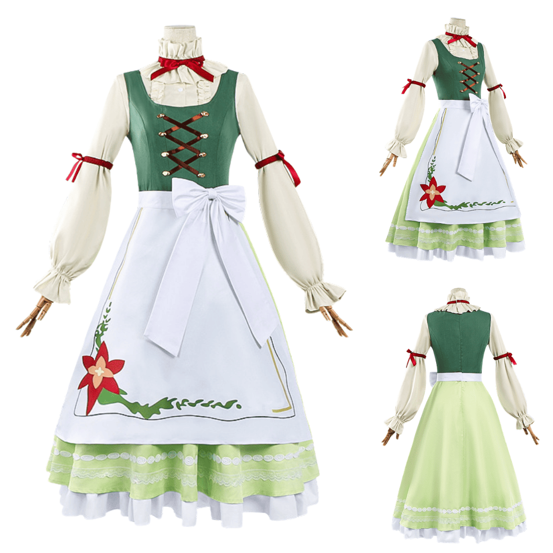 omgcos Fern Cosplay Costume Cottagecore Dress Frieren Cosplay Outfits