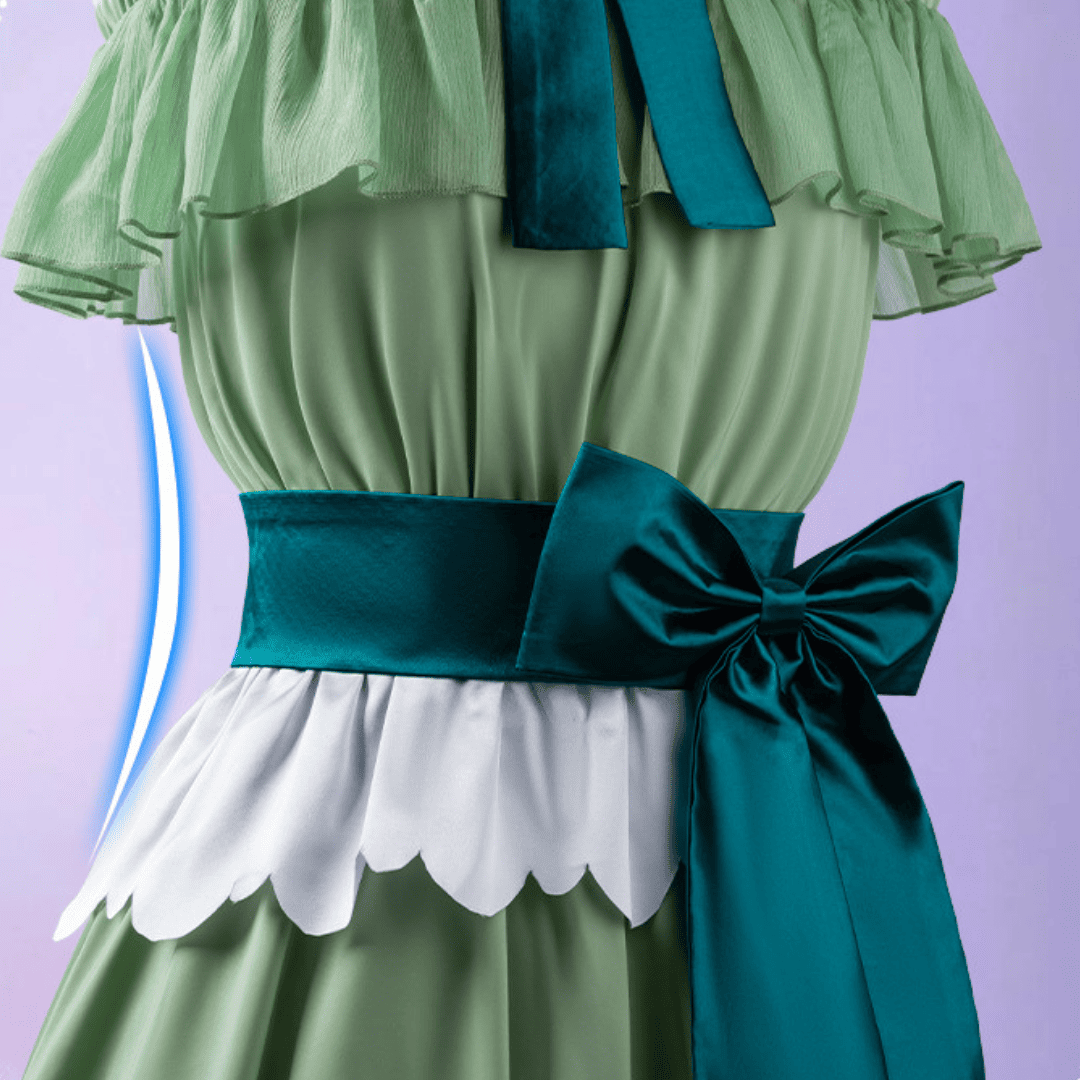 omgcos Friren Cosplay Costume Elf Green Long Formal Dress