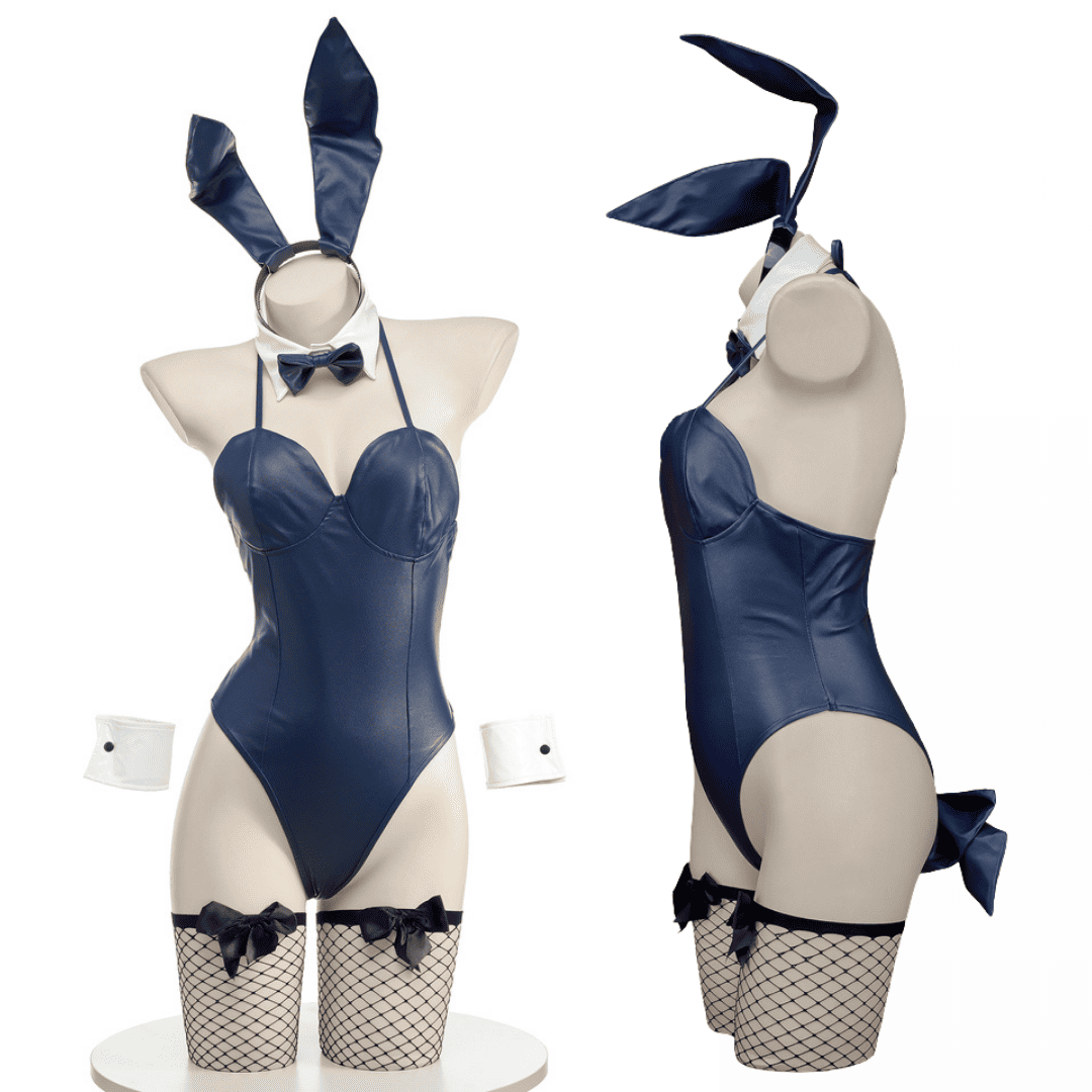 omgcos Sexy Matte Navy Blue Bunny Girl Costume