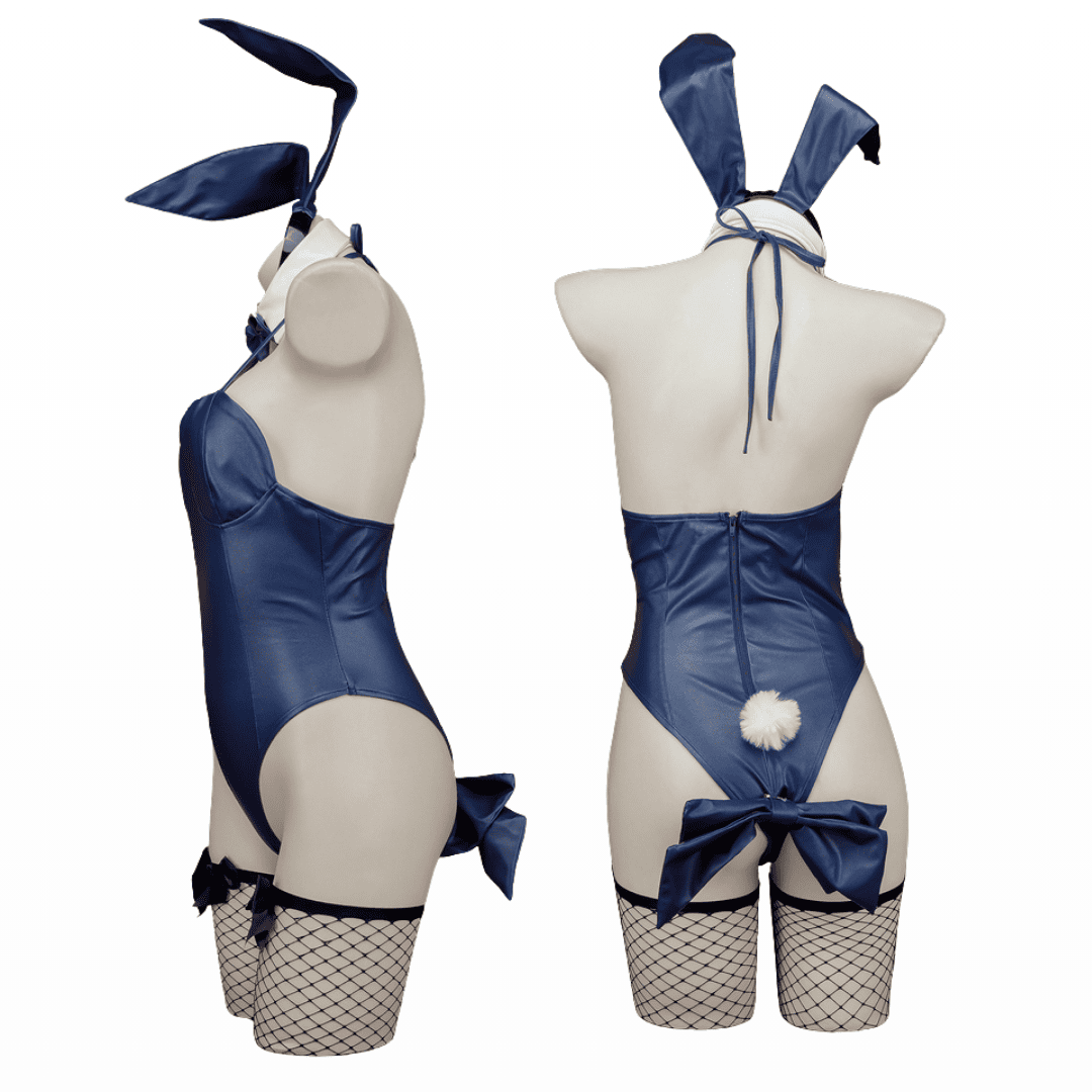 omgcos Sexy Matte Navy Blue Bunny Girl Costume