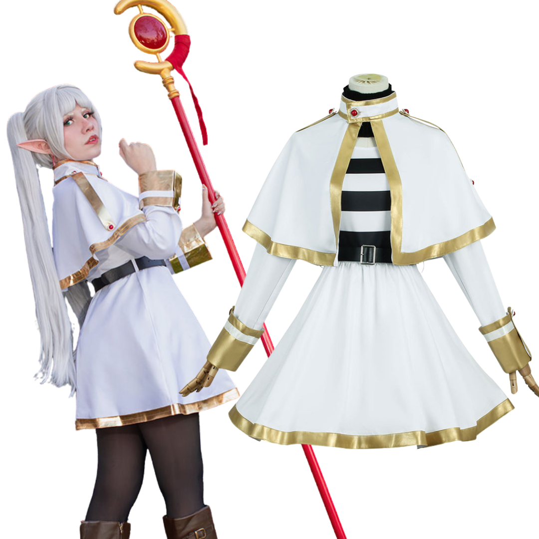 omgcos Anime White Elf Sorceress Frieren Cosplay Costume
