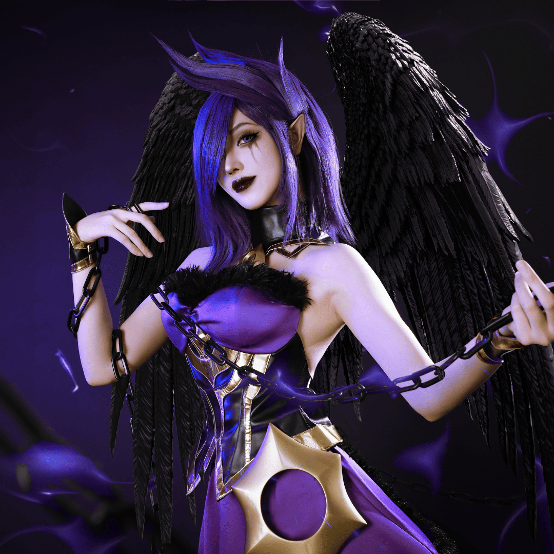 Ready To Ship omgcos Fallen Angel Morgana Cosplay Costume LOL Outfit