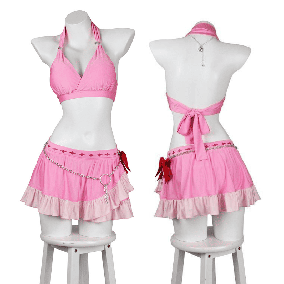 omgcos Fantasy Swimsuit FF7 White Pink Cosplay Costume