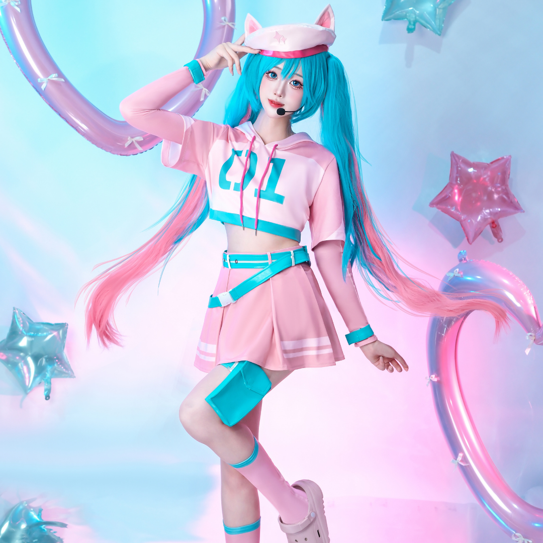omgcos Fortnite Neko Singer Pink Skirt Cosplay Costume