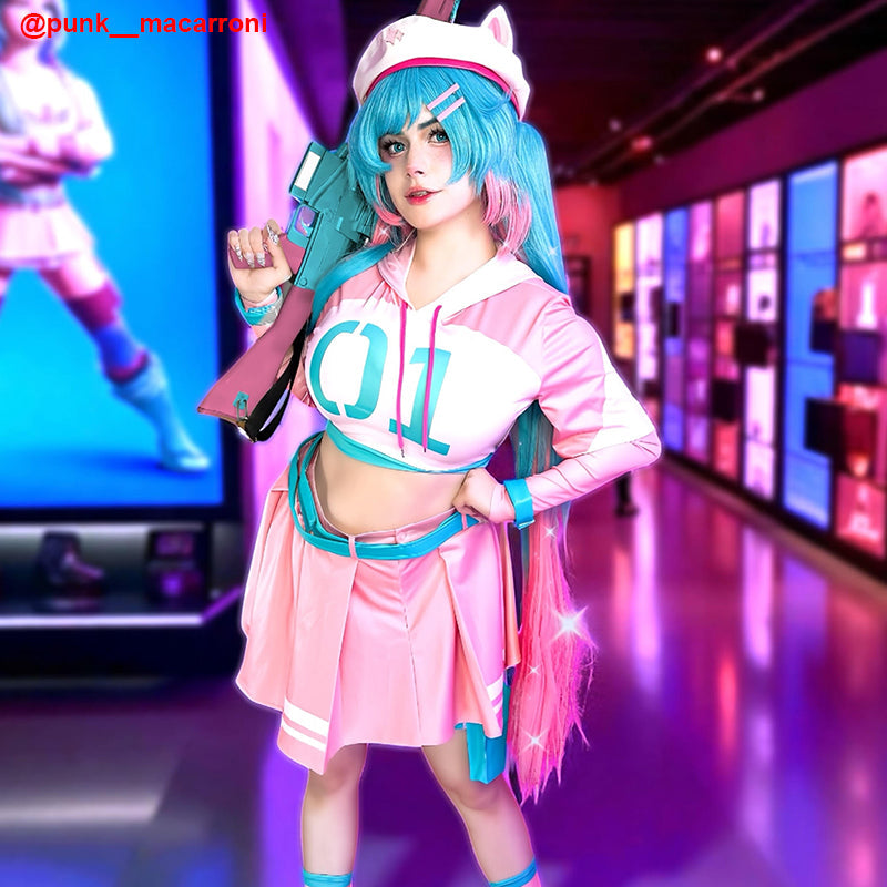 omgcos Fortnite Neko Singer Pink Skirt Cosplay Costume