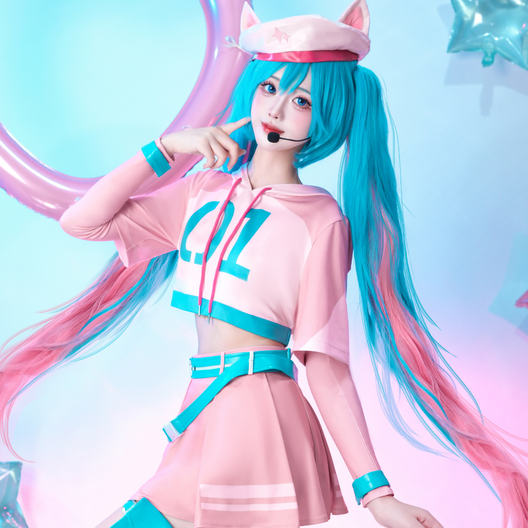 omgcos Fortnite Neko Singer Pink Skirt Cosplay Costume