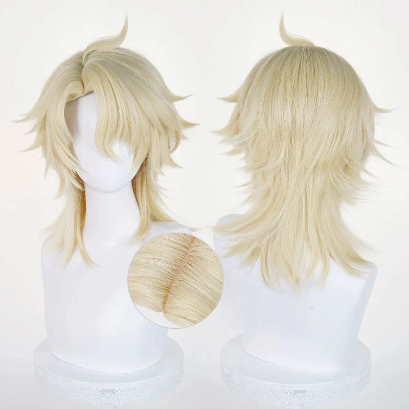 omgcos Genshin Impact Varka Gold 35cm Halloween Cosplay Wig