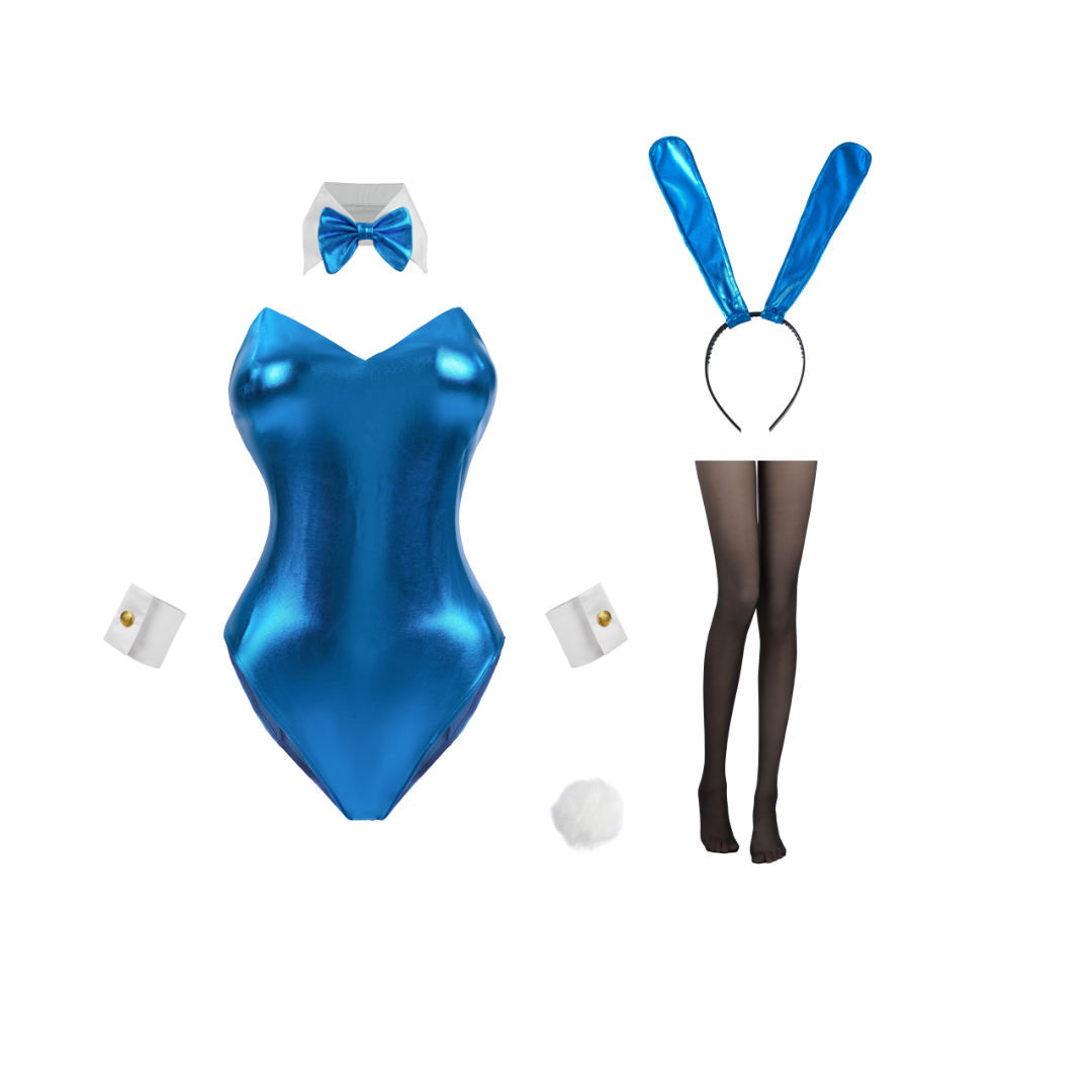 omgcos Multi-Color Glossy Bunny Bodysuit Set Sexy Cosplay