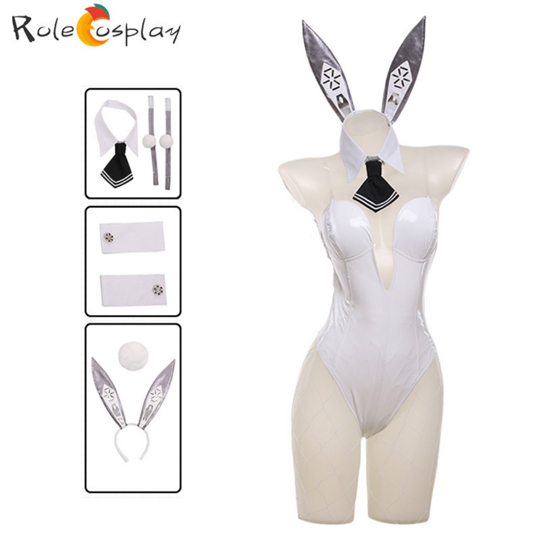 omgcos NIKKE Black Sexy Bunny Suit Blonc Noir Rupee Cosplay Costume