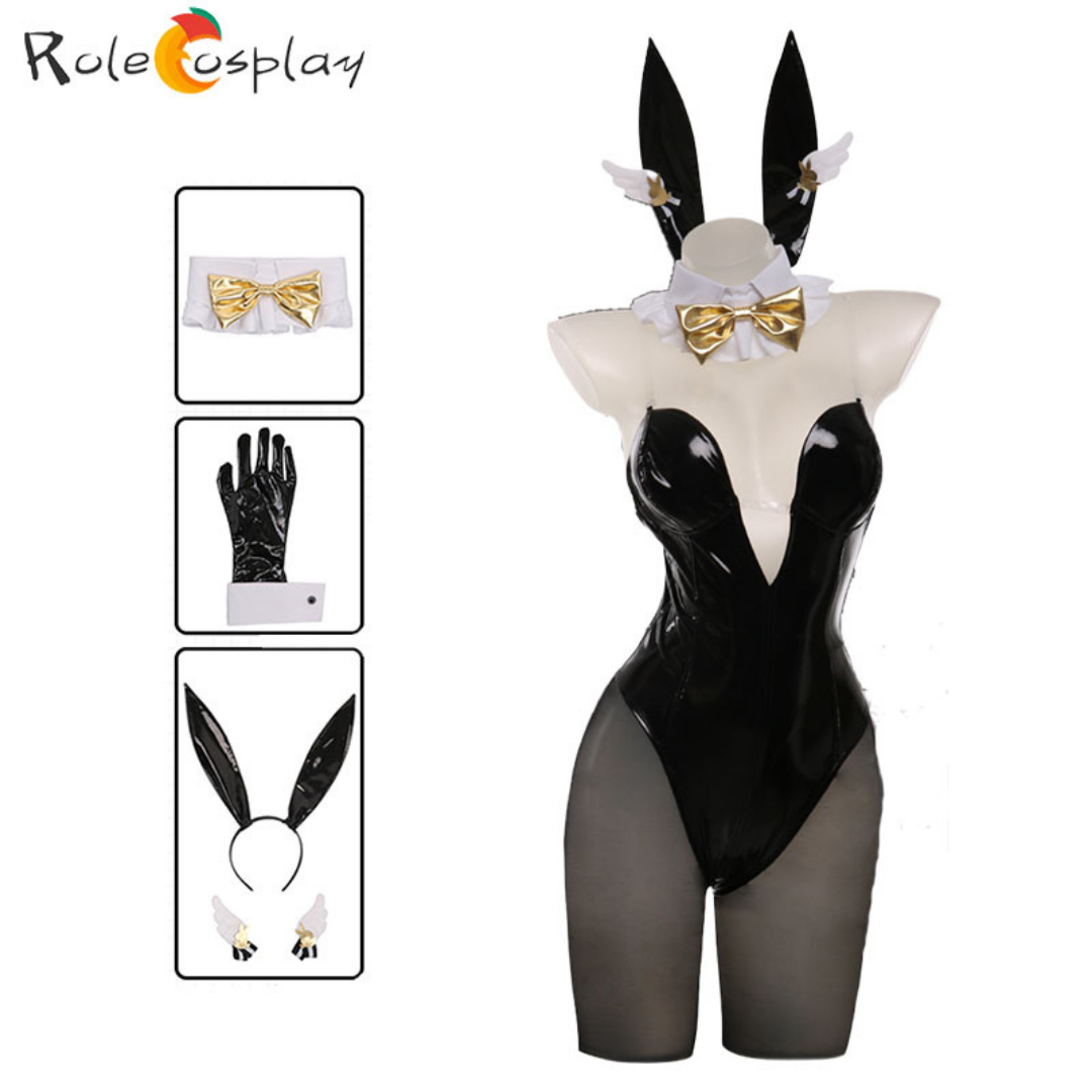 omgcos NIKKE Black Sexy Bunny Suit Blonc Noir Rupee Cosplay Costume