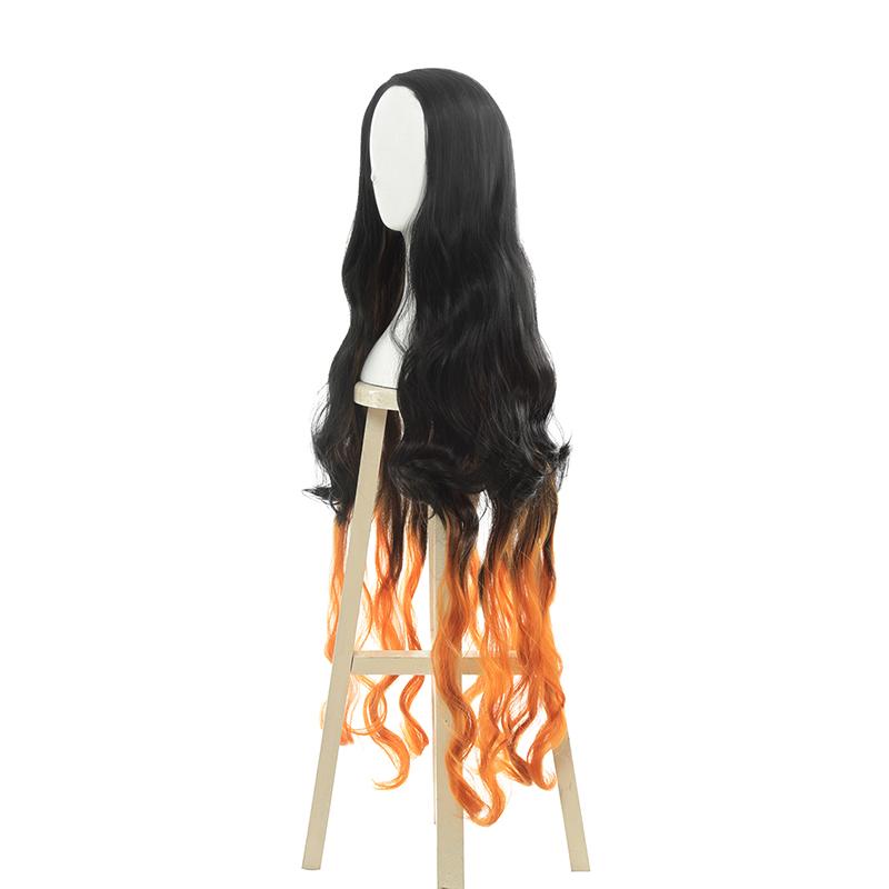 Demon Slayer / Kimetsu no Yaiba Nezuko Kamado Black Brown Long Wave Cosplay Wigs