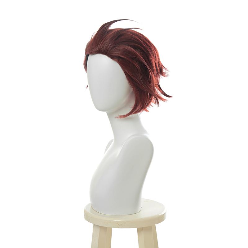 omgcos Anime Slayer Tanjirou Kamado Red Black Cosplay Wigs